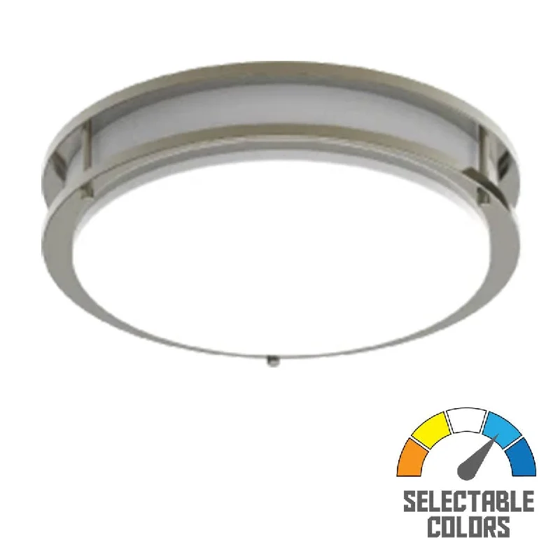 Industrial Lighting for Pharmaceutical ManufacturingCRVFA 14 In. LED Flush Mount Mount Light 120-277V Battery Backup Selectable CCT Brushed Nickel Finish Industrial Lighting for Pharmaceutical ManufacturingCRVFA 14 In. LED Flush Mount Mount Light 120-277V Battery Backup Selectable CCT Brushed Nickel Finish