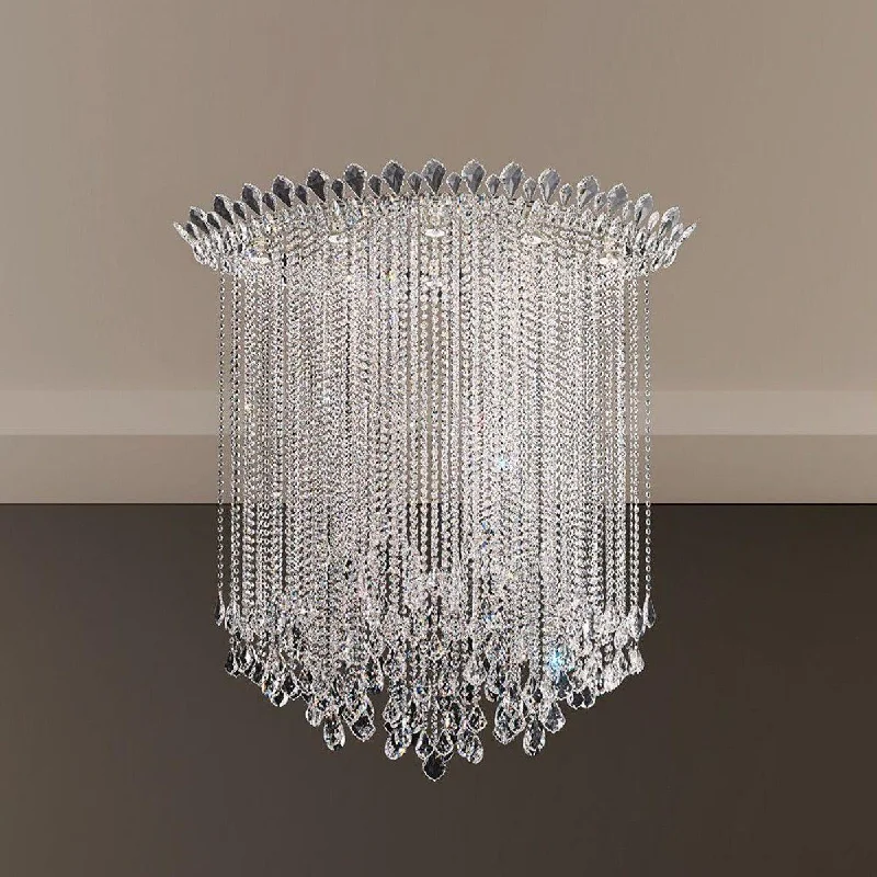 Industrial Ceiling - Mounted Lighting for Assembly PlantsTrilliane Strands 48.5 in. Stainless Steel Flush Mount Light with Clear Heritage Crystals