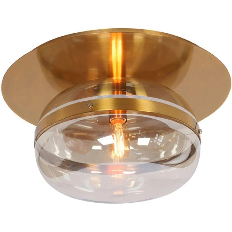 Industrial Lighting for Chemical PlantsNottingham 14 in Flush Mount Light Brass Finish