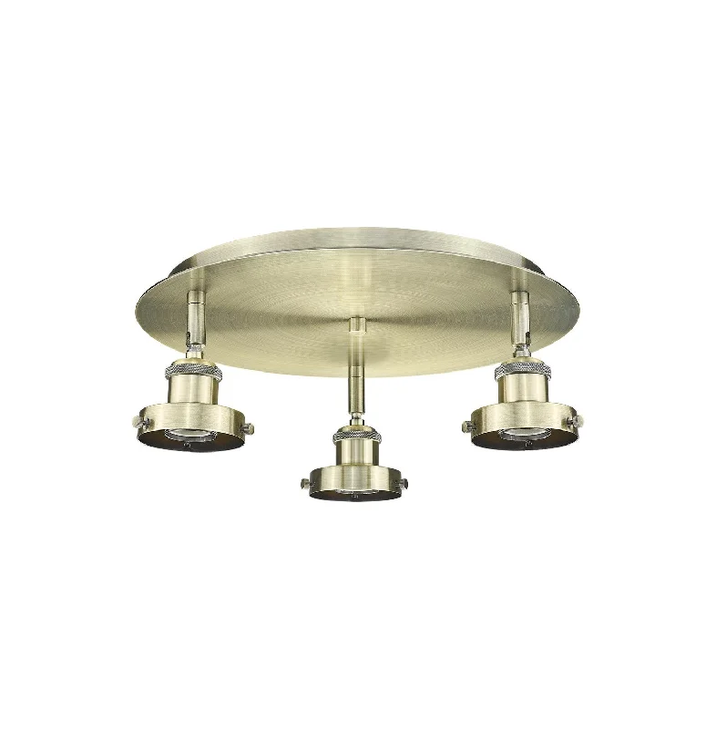 Industrial Ceiling - Mounted Lighting for Assembly PlantsDowntown Urban Three Light Flush Mount Industrial Ceiling - Mounted Lighting for Assembly PlantsDowntown Urban Three Light Flush Mount