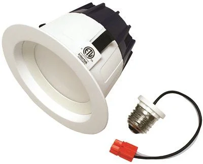 White track lighting for a clean lookSylvania Led 4-Inch Retrofit Kit Reflector Flood Dimmable Medium Base 600 Lumens 3000K 9-Watt 120 Volt White White track lighting for a clean lookSylvania Led 4-Inch Retrofit Kit Reflector Flood Dimmable Medium Base 600 Lumens 3000K 9-Watt 120 Volt White