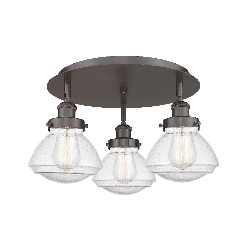 Low - Bay Industrial Lighting Fixtures for Small FactoriesDowntown Urban Three Light Flush Mount Low - Bay Industrial Lighting Fixtures for Small FactoriesDowntown Urban Three Light Flush Mount