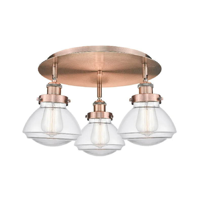 Shock - Resistant Industrial Lighting for Vibrating Machinery AreasDowntown Urban Three Light Flush Mount Shock - Resistant Industrial Lighting for Vibrating Machinery AreasDowntown Urban Three Light Flush Mount