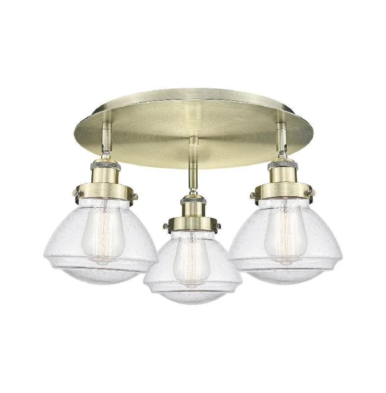 Industrial Area Lighting for Large Open SpacesDowntown Urban Three Light Flush Mount Industrial Area Lighting for Large Open SpacesDowntown Urban Three Light Flush Mount