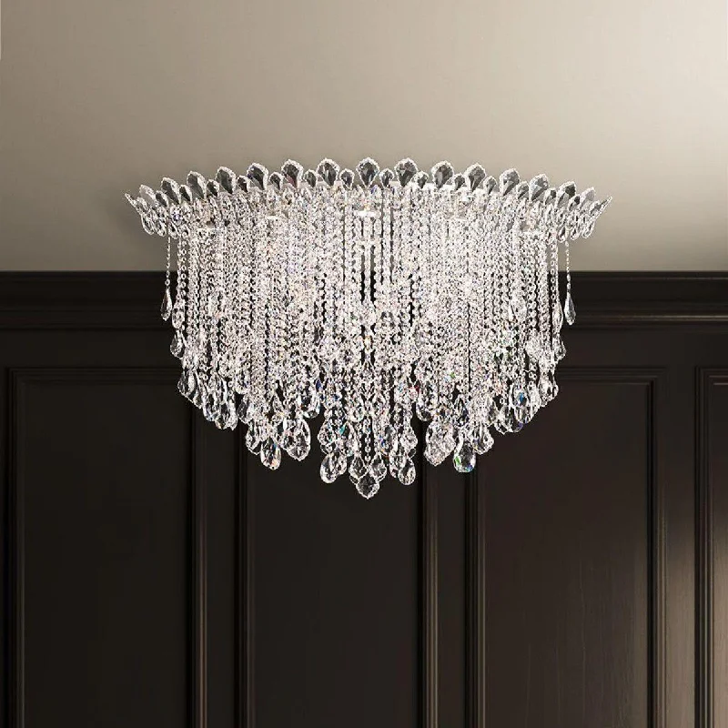 Industrial Lighting for Food Processing FactoriesTrilliane Strands 45 in. Stainless Steel Flush Mount Light with Clear Heritage Crystals