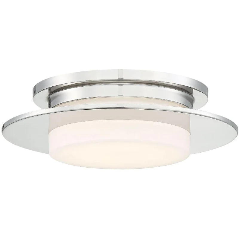 Industrial Wall - Mounted Lighting for Workshop WallsPress 14 in. LED Flush Mount Light Polished Nickel Finish Industrial Wall - Mounted Lighting for Workshop WallsPress 14 in. LED Flush Mount Light Polished Nickel Finish