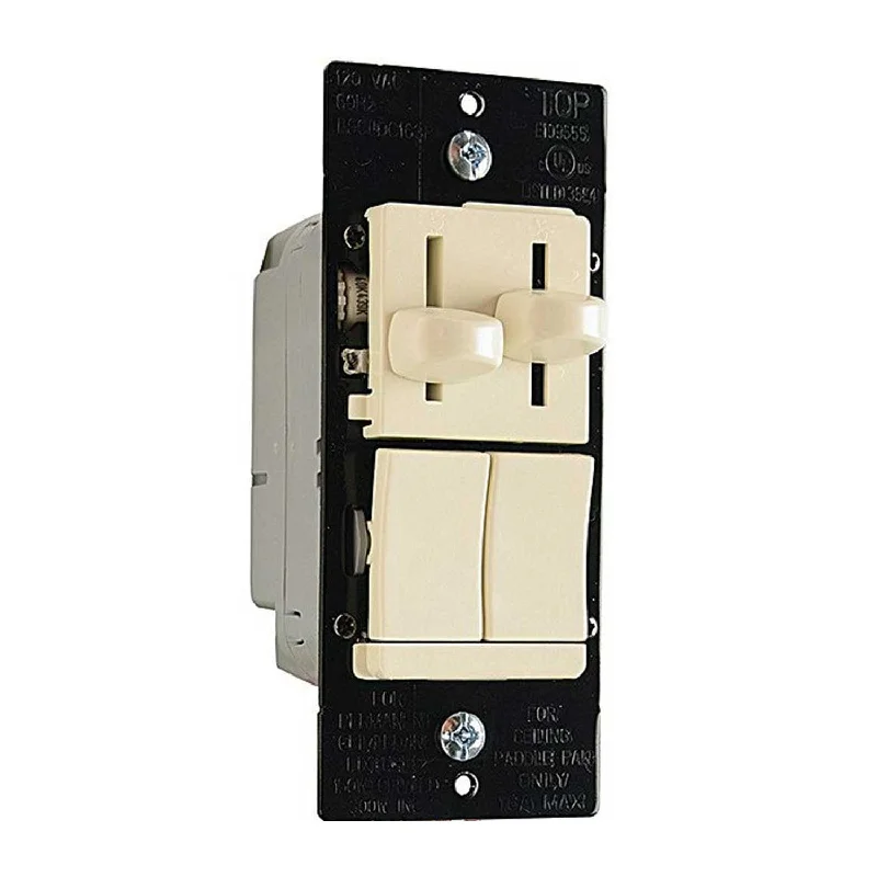 Industrial Lighting for Furniture FactoriesDual Slide LED Dimmer and 3-Speed Fan Control, Single Pole or 3 Way, Preset, Light Almond Industrial Lighting for Furniture FactoriesDual Slide LED Dimmer and 3-Speed Fan Control, Single Pole or 3 Way, Preset, Light Almond