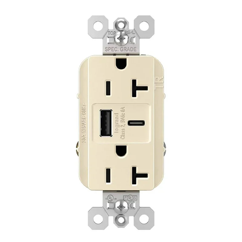 Industrial Exit Sign Lighting for Quick EvacuationTamper Resistant 20A Duplex Receptacle with USB Type A/C Fast Charging, Light Almond Industrial Exit Sign Lighting for Quick EvacuationTamper Resistant 20A Duplex Receptacle with USB Type A/C Fast Charging, Light Almond