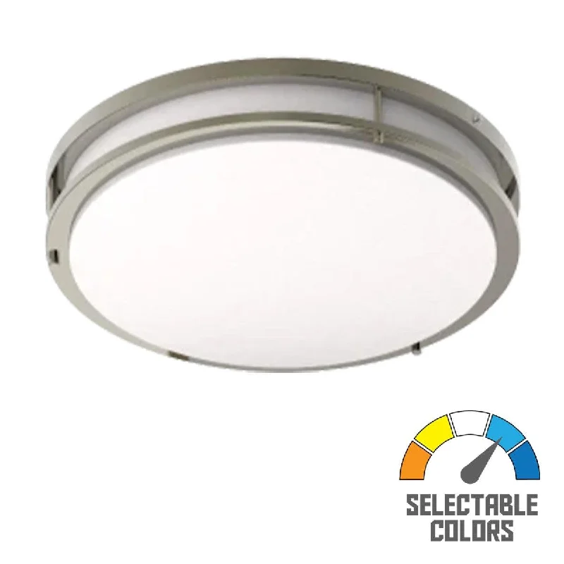 Industrial Wall - Mounted Lighting for Workshop WallsCRVFA 18 In. LED Flush Mount Mount Light 120-277V Selectable CCT Brushed Nickel Finish Industrial Wall - Mounted Lighting for Workshop WallsCRVFA 18 In. LED Flush Mount Mount Light 120-277V Selectable CCT Brushed Nickel Finish