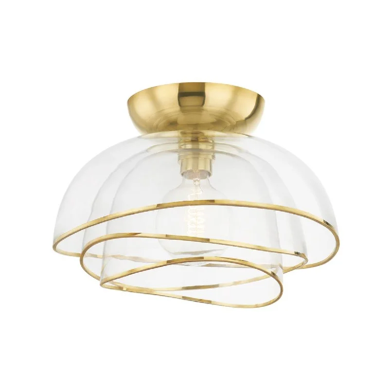 Low - Bay Industrial Lighting Fixtures for Small FactoriesEsme 17 in. Flush Mount Light vintage polished brass Finish Low - Bay Industrial Lighting Fixtures for Small FactoriesEsme 17 in. Flush Mount Light vintage polished brass Finish