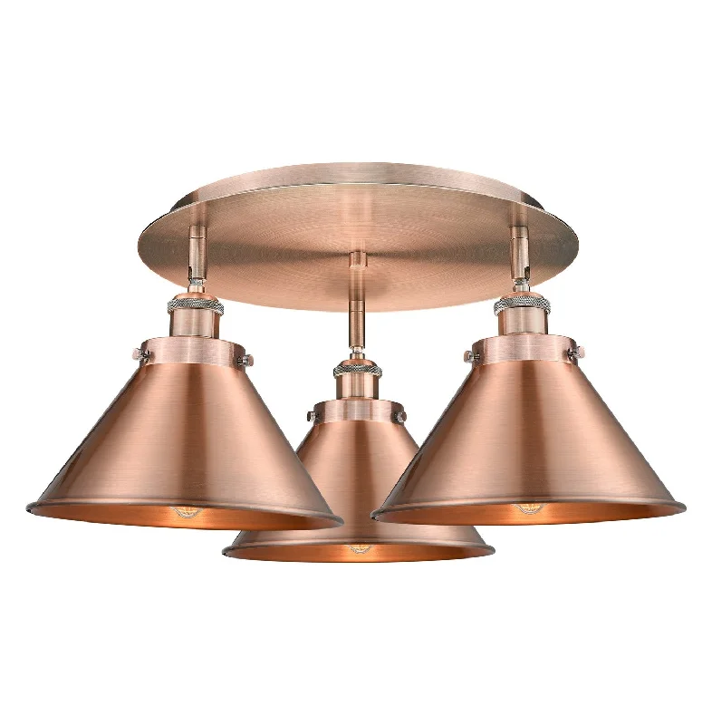 Industrial Ceiling - Mounted Lighting for Assembly PlantsDowntown Urban Three Light Flush Mount Industrial Ceiling - Mounted Lighting for Assembly PlantsDowntown Urban Three Light Flush Mount