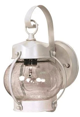 Track lighting with a decorative track designSatco Outdoor Wall Lantern White With Clear Seed Glass 6 X 10-5/8 Inch Uses (1) 60-Watt Incandescent Medium Base Lamp Track lighting with a decorative track designSatco Outdoor Wall Lantern White With Clear Seed Glass 6 X 10-5/8 Inch Uses (1) 60-Watt Incandescent Medium Base Lamp