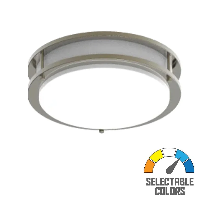Industrial Lighting with High CRI (Color Rendering Index) for True Color PerceptionCRVFA 12 In. LED Flush Mount Light 120-277V Selectable CCT Brushed Nickel Finish Industrial Lighting with High CRI (Color Rendering Index) for True Color PerceptionCRVFA 12 In. LED Flush Mount Light 120-277V Selectable CCT Brushed Nickel Finish