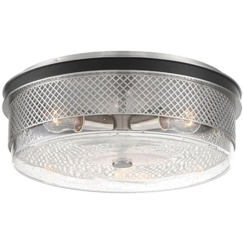 Low - Bay Industrial Lighting Fixtures for Small FactoriesCole's Crossing 15 in. 3 Lights Flush Mount Light Brushed Nickel Finish Low - Bay Industrial Lighting Fixtures for Small FactoriesCole's Crossing 15 in. 3 Lights Flush Mount Light Brushed Nickel Finish