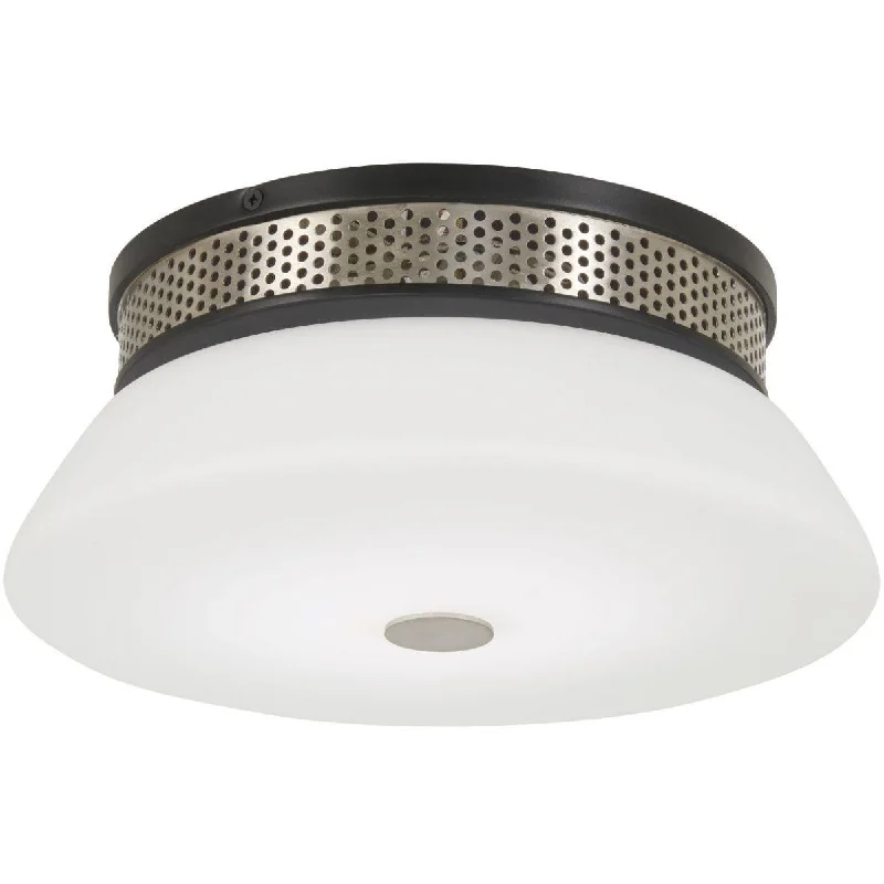 Industrial Exit Sign Lighting for Quick EvacuationTauten 12 in. LED Flush Mount Light Brushed Nickel & Black Finish Industrial Exit Sign Lighting for Quick EvacuationTauten 12 in. LED Flush Mount Light Brushed Nickel & Black Finish