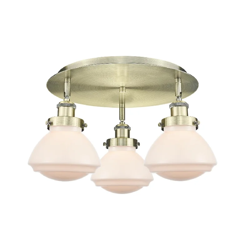 Waterproof Industrial Lighting for Wet AreasDowntown Urban Three Light Flush Mount