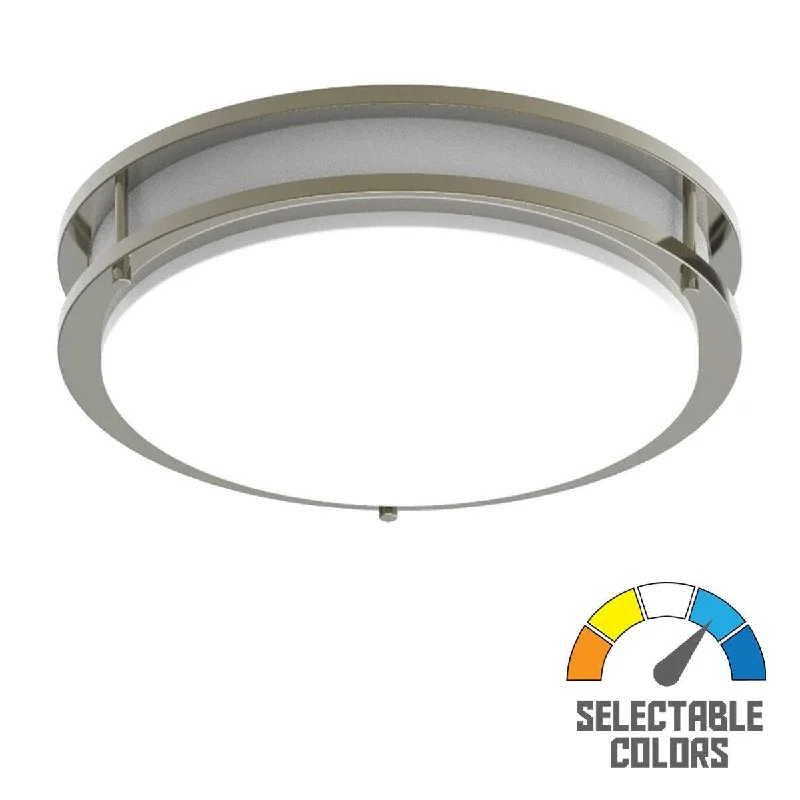 Industrial Flood Lighting for Outdoor Loading DocksCURV 14 In. LED Flush Mount Light Selectable CCT Brushed Nickel Finish Industrial Flood Lighting for Outdoor Loading DocksCURV 14 In. LED Flush Mount Light Selectable CCT Brushed Nickel Finish