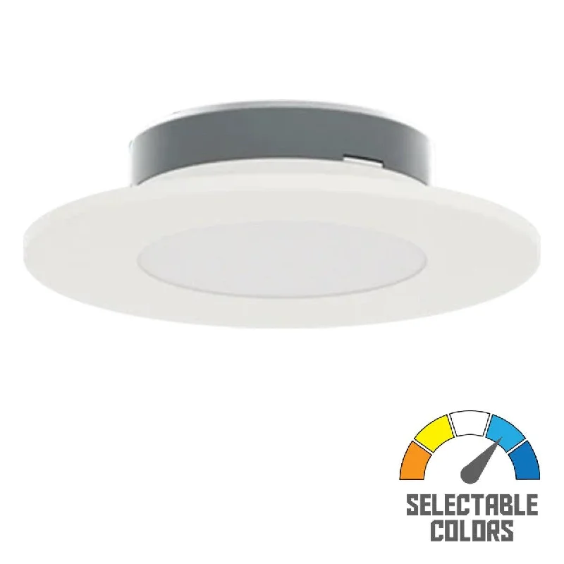 Industrial Lighting with High CRI (Color Rendering Index) for True Color PerceptionPUCKFA 4 In. LED Surface Mount Light 120V Selectable CCT White Finish Industrial Lighting with High CRI (Color Rendering Index) for True Color PerceptionPUCKFA 4 In. LED Surface Mount Light 120V Selectable CCT White Finish