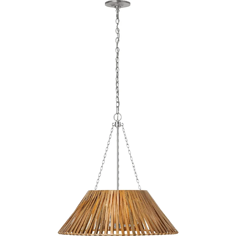 Track lighting with a brushed nickel finishCorinne 24" Wrapped Hanging Shade