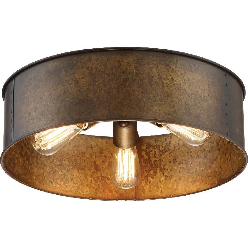 Low - Bay Industrial Lighting Fixtures for Small FactoriesKettle 17 in. 3 Lights Flush Mount Light Brass Finish Low - Bay Industrial Lighting Fixtures for Small FactoriesKettle 17 in. 3 Lights Flush Mount Light Brass Finish