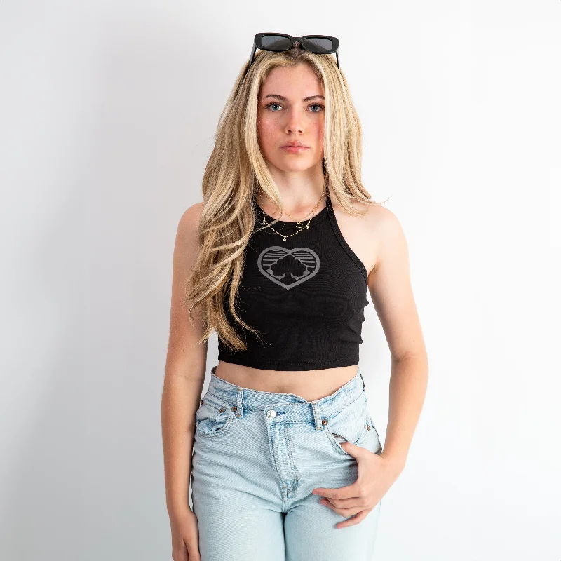 Black Heart Baby Rib Halter Top