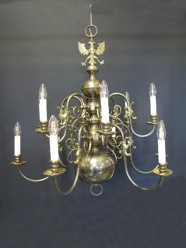 Chandeliers with Metal Frames in Gold FinishChandeliers with Metal Frames in Gold Finish12-Arm Dutch Bronzed Chandelier, CA. 1920 Chandeliers with Metal Frames in Gold FinishChandeliers with Metal Frames in Gold Finish12-Arm Dutch Bronzed Chandelier, CA. 1920