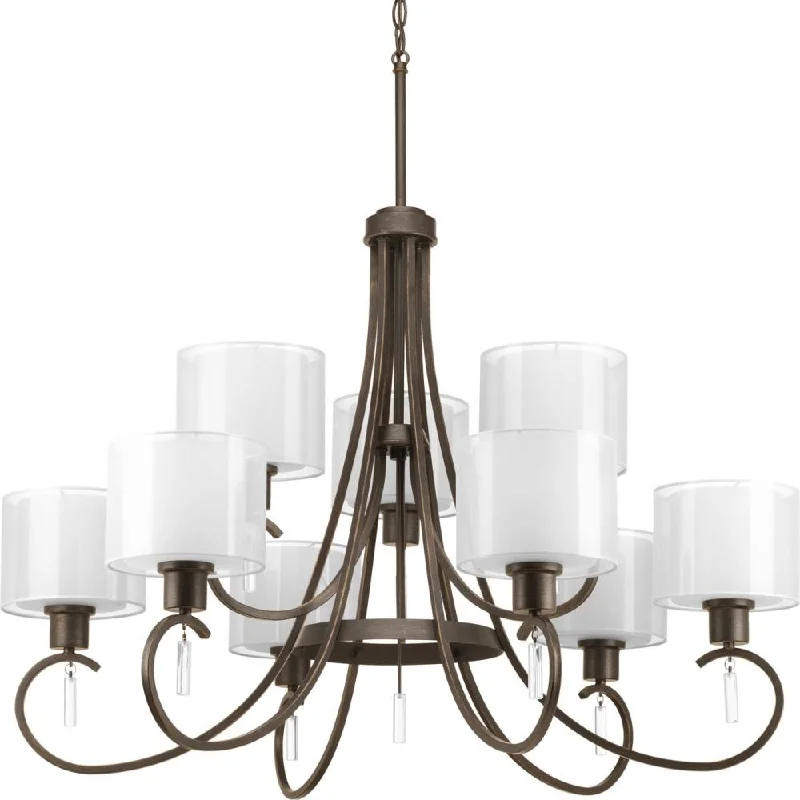 Ceiling - Mounted Chandeliers for Standard CeilingsCeiling - Mounted Chandeliers for Standard CeilingsInvite Collection Nine-Light Antique Bronze White Silk Mylar Shade New Traditional Chandelier Light Ceiling - Mounted Chandeliers for Standard CeilingsCeiling - Mounted Chandeliers for Standard CeilingsInvite Collection Nine-Light Antique Bronze White Silk Mylar Shade New Traditional Chandelier Light