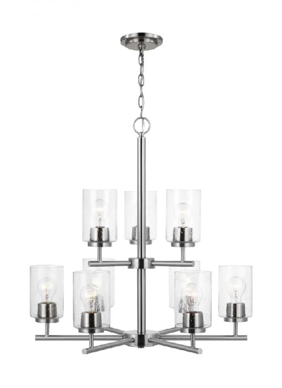 Chandeliers with Adjustable Height for Custom InstallationChandeliers with Adjustable Height for Custom InstallationOslo indoor dimmable 9-light chandelier in a brushed nickel finish with a clear seeded glass shade Chandeliers with Adjustable Height for Custom InstallationChandeliers with Adjustable Height for Custom InstallationOslo indoor dimmable 9-light chandelier in a brushed nickel finish with a clear seeded glass shade