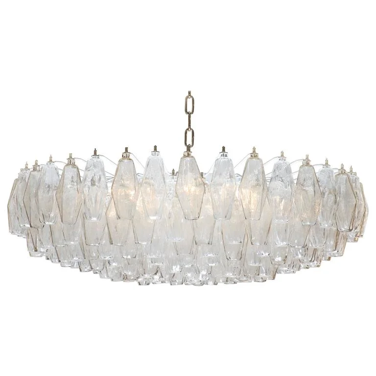 Chandeliers with Frosted Glass for a Softer Light DiffusionChandeliers with Frosted Glass for a Softer Light DiffusionSmoke and Clear “Poliedri” Murano Glass Chandelier Chandeliers with Frosted Glass for a Softer Light DiffusionChandeliers with Frosted Glass for a Softer Light DiffusionSmoke and Clear “Poliedri” Murano Glass Chandelier
