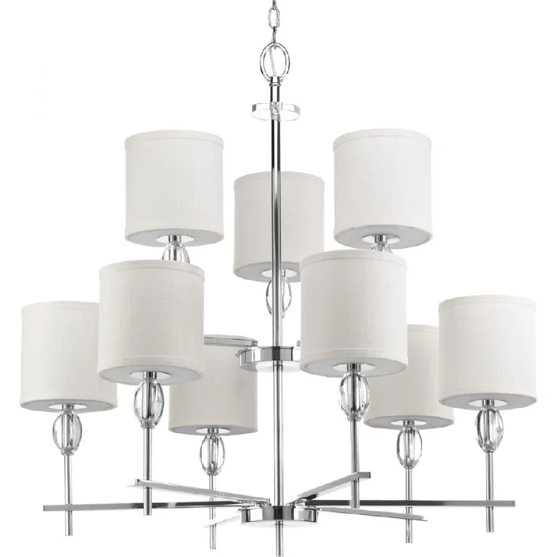 Mid - Century Modern Chandeliers for Vintage AppealMid - Century Modern Chandeliers for Vintage AppealStatus Collection Nine-Light Polished Chrome Off-White Textured Linen Shade Coastal Chandelier Light Mid - Century Modern Chandeliers for Vintage AppealMid - Century Modern Chandeliers for Vintage AppealStatus Collection Nine-Light Polished Chrome Off-White Textured Linen Shade Coastal Chandelier Light