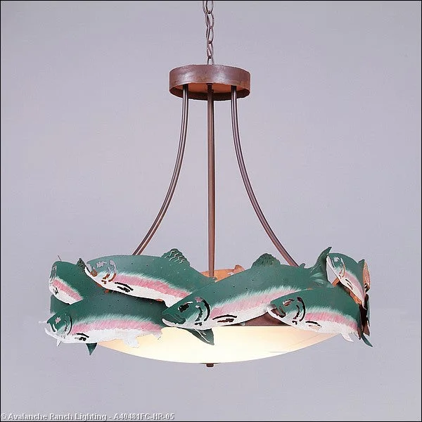 Chinese - Style Ceiling Lights with Red Lantern - Inspired DesignsChinese - Style Ceiling Lights with Red Lantern - Inspired DesignsAvalanche Ranch Crestline-Trout A40481FC-HR-05 Pendant Light - Fish/Rust Patina