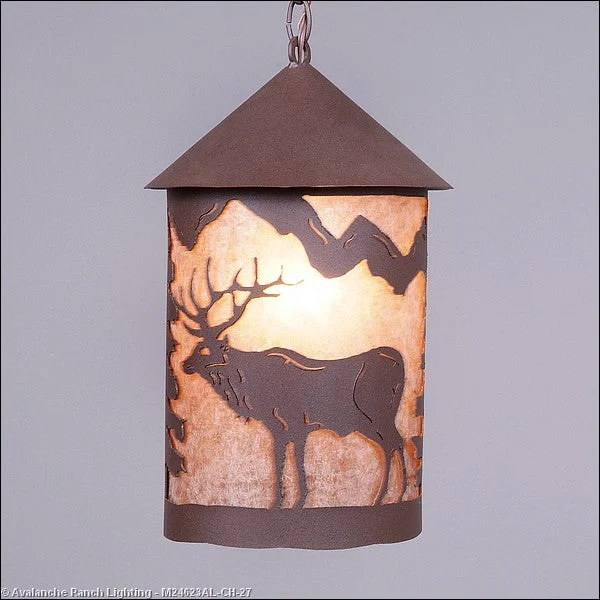 Indian - Themed Ceiling Lights with Intricate Filigree and Mirror WorkIndian - Themed Ceiling Lights with Intricate Filigree and Mirror WorkAvalanche Ranch Cascade Lantern-Valley Elk M24623AL-CH-27 Pendant Light - Rustic Brown