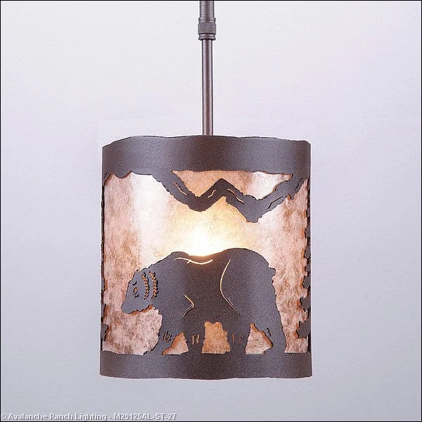 Indian - Themed Ceiling Lights with Intricate Filigree and Mirror WorkIndian - Themed Ceiling Lights with Intricate Filigree and Mirror WorkAvalanche Ranch Kincaid-Mountain Bear M29125AL-ST-27 Pendant Light - Rustic Brown