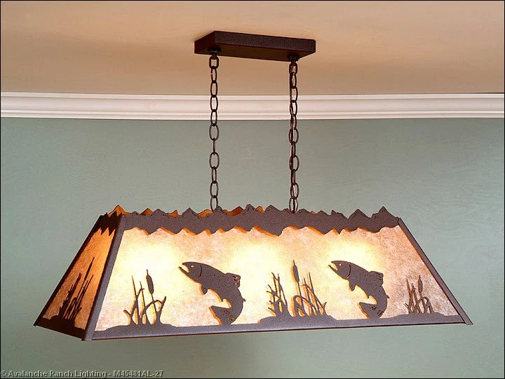 Bohemian Ceiling Lights with Beads, Tassels, and Colorful GlassBohemian Ceiling Lights with Beads, Tassels, and Colorful GlassAvalanche Ranch Rocky Mountain-Trout M45481AL-27 Pendant Light - Rustic Brown