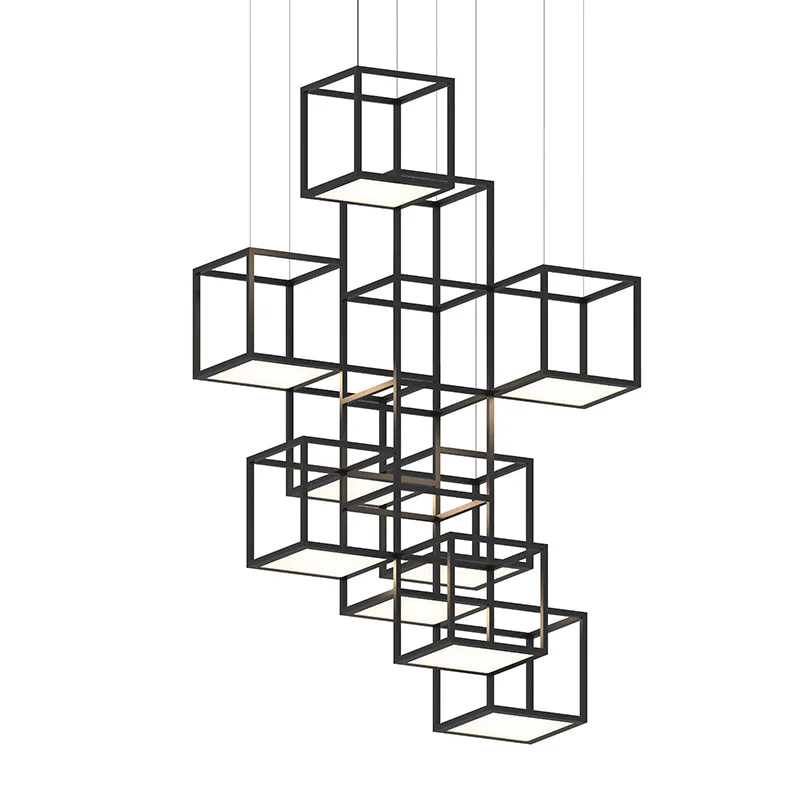 Japanese - Inspired Ceiling Lights with Shoji - Screen - like DiffusersJapanese - Inspired Ceiling Lights with Shoji - Screen - like DiffusersSonneman 24Z0004 Cubix 9-lt 37" Vertical LED Pendant