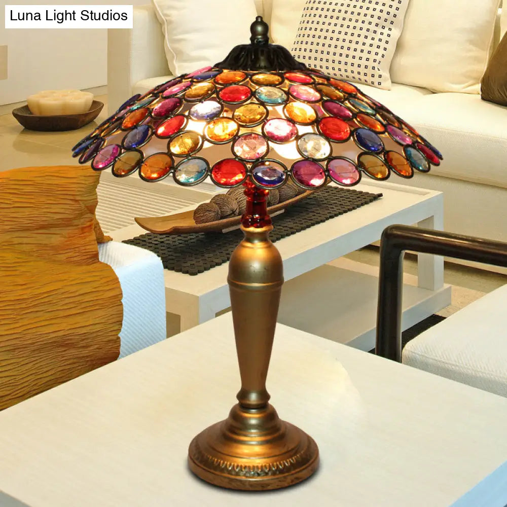 leather table lamps with a distressed texture for a rugged charmleather table lamps with a distressed texture for a rugged charmTraditional Conical Night Lamp with Metal Base - 12"/16" Wide, 1 Bulb, Brass/Copper Finish - Ideal for Living Room