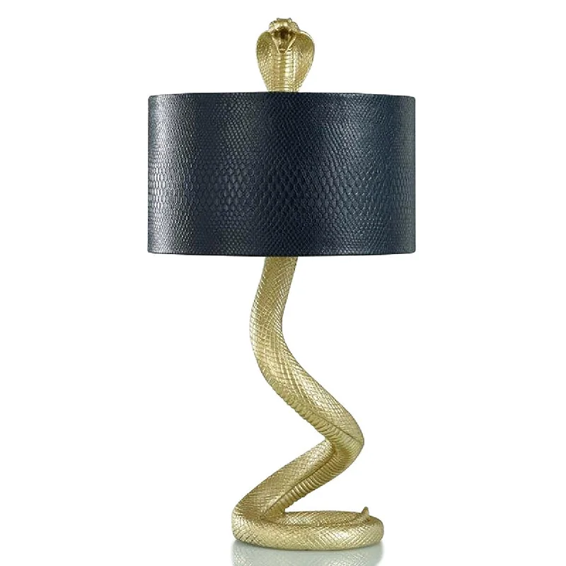 metal table lamps with a matte black finish for a sleek appearancemetal table lamps with a matte black finish for a sleek appearanceCobra-Form Table Lamp - Black, Satin Gold Finish - Black Faux Snakeskin Shade metal table lamps with a matte black finish for a sleek appearancemetal table lamps with a matte black finish for a sleek appearanceCobra-Form Table Lamp - Black, Satin Gold Finish - Black Faux Snakeskin Shade