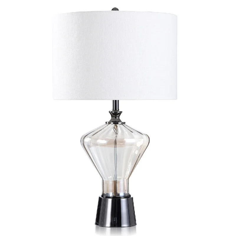mid century modern table lamps with iconic designs for a stylish studymid century modern table lamps with iconic designs for a stylish studyGemma - Plated Glass And Gunmetal Table Lamp - Black Finish - White Shade