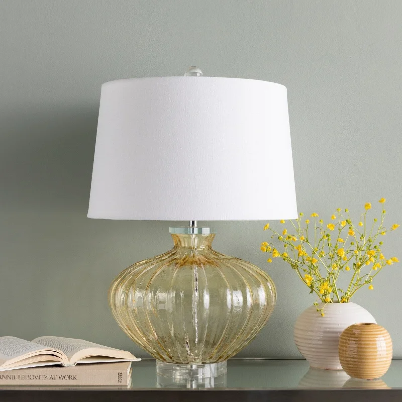 metal table lamps with a matte black finish for a sleek appearancemetal table lamps with a matte black finish for a sleek appearanceHowley Clear Yellow Glass 23.5-inch Table Lamp