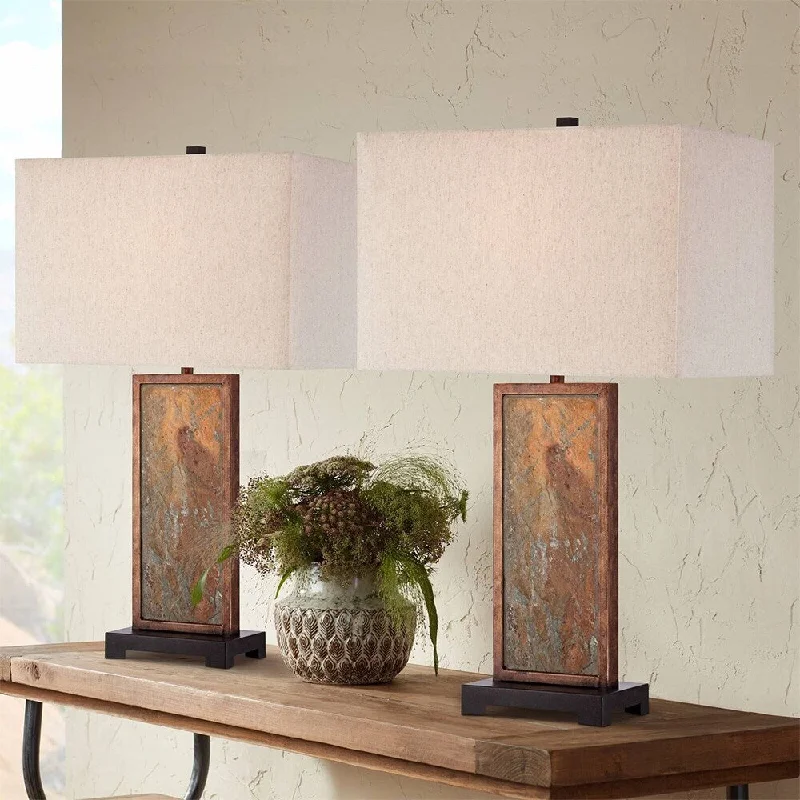 asian inspired table lamps with bamboo accents for a zen atmosphereasian inspired table lamps with bamboo accents for a zen atmosphereModern Table Lamps Set of 2 Natural Slate Stone Living Room Bedroom - 18" x 30"