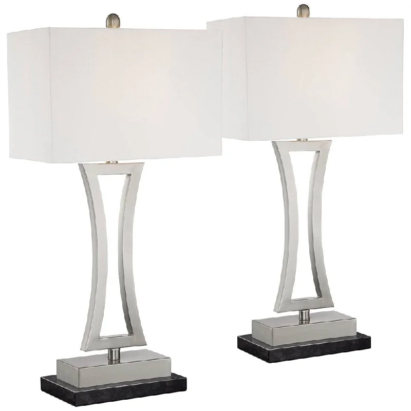 industrial style table lamps with exposed bulbs for loft apartmentsindustrial style table lamps with exposed bulbs for loft apartmentsModern Table Lamps Set of 2 with Black Risers 31" Tall Nickel - 16" x 31"
