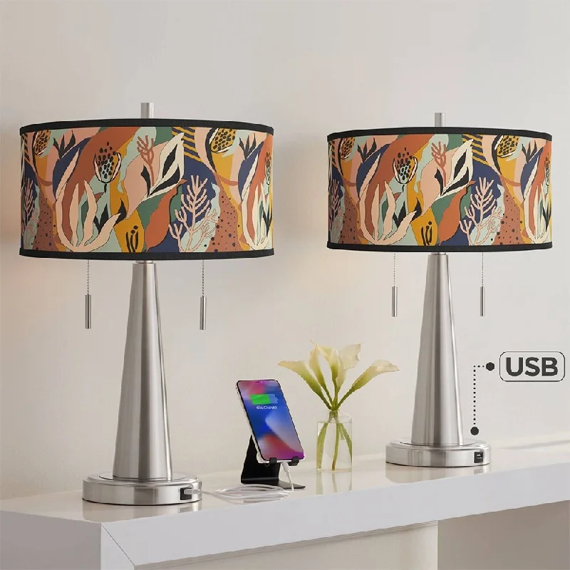 bohemian table lamps with colorful patterns for eclectic bedroomsbohemian table lamps with colorful patterns for eclectic bedroomsWild Desert Vicki Brushed Nickel USB Table Lamps Set of 2 - 15" x 23" bohemian table lamps with colorful patterns for eclectic bedroomsbohemian table lamps with colorful patterns for eclectic bedroomsWild Desert Vicki Brushed Nickel USB Table Lamps Set of 2 - 15" x 23"